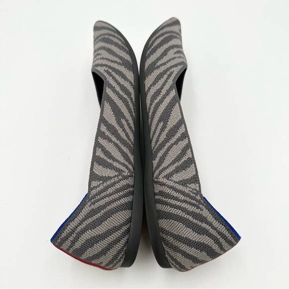 Rothy's the Point Grey Zebra Pointed Toe Slip On Flat Shoes - Picture 5 of 9
